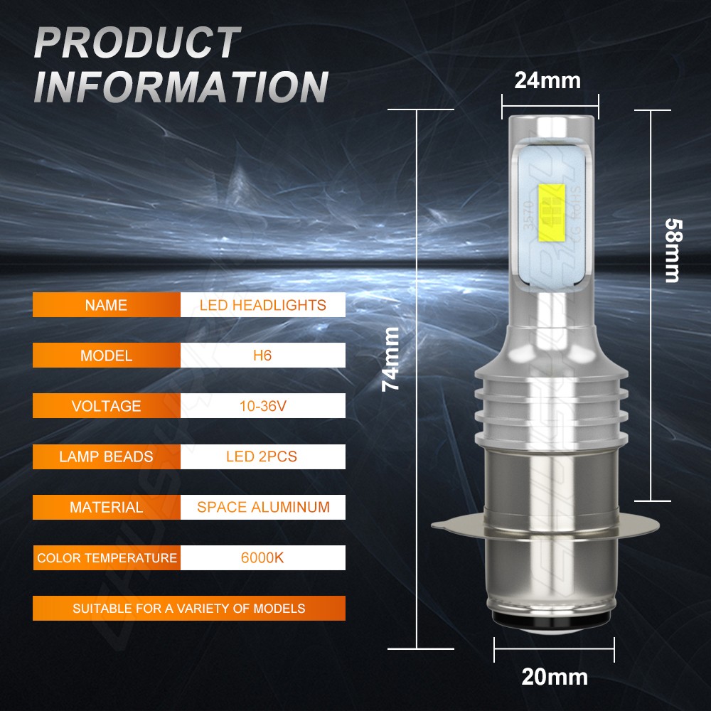 6K High Power HID LED Headlight H6 Bulbs For Yamaha Banshee 350 1997-2006 Lights