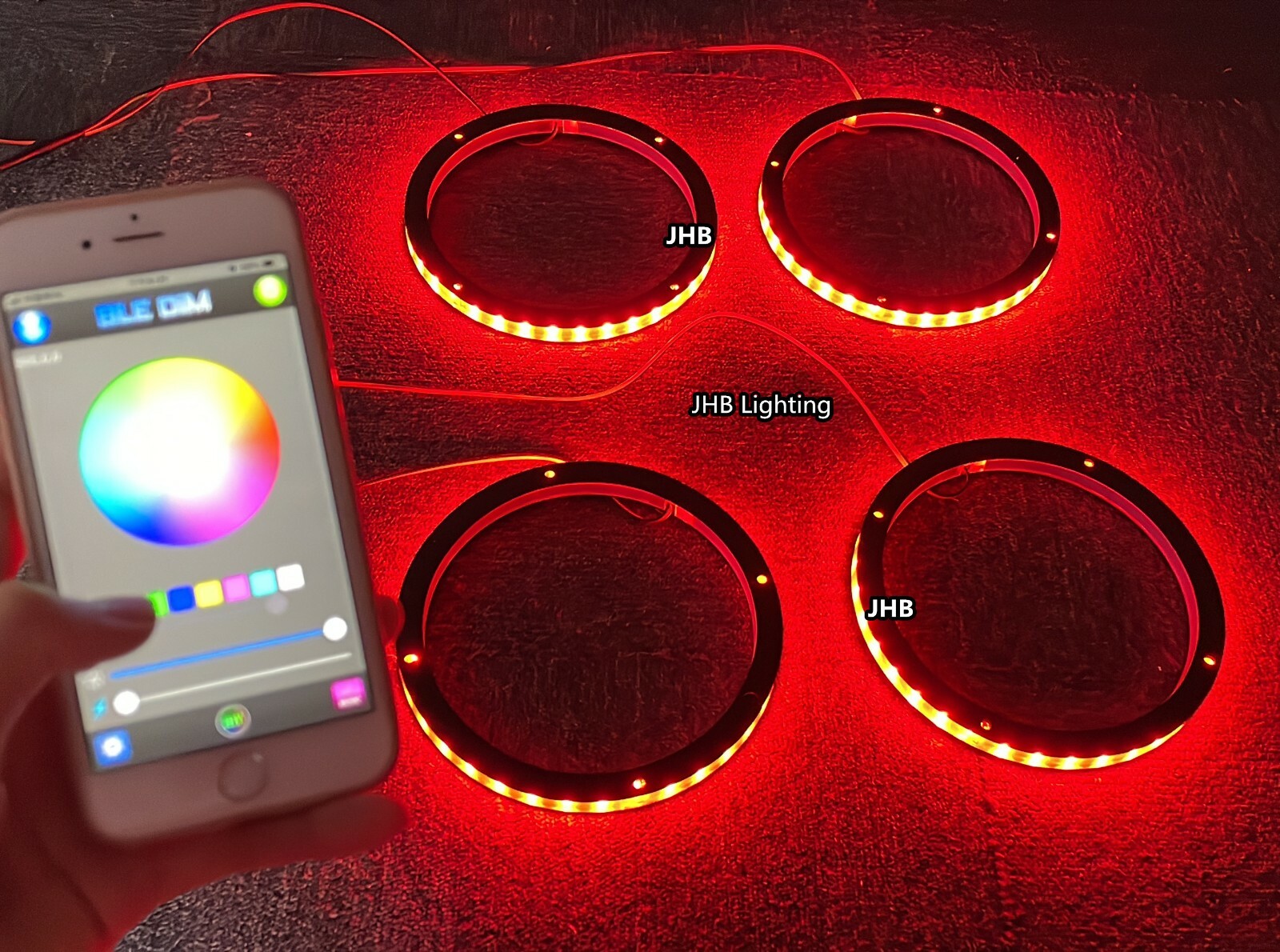 Set (4) 6.5″ APP Remote CHASING Flowing LED Car Sound Audio Speaker Rings Lights