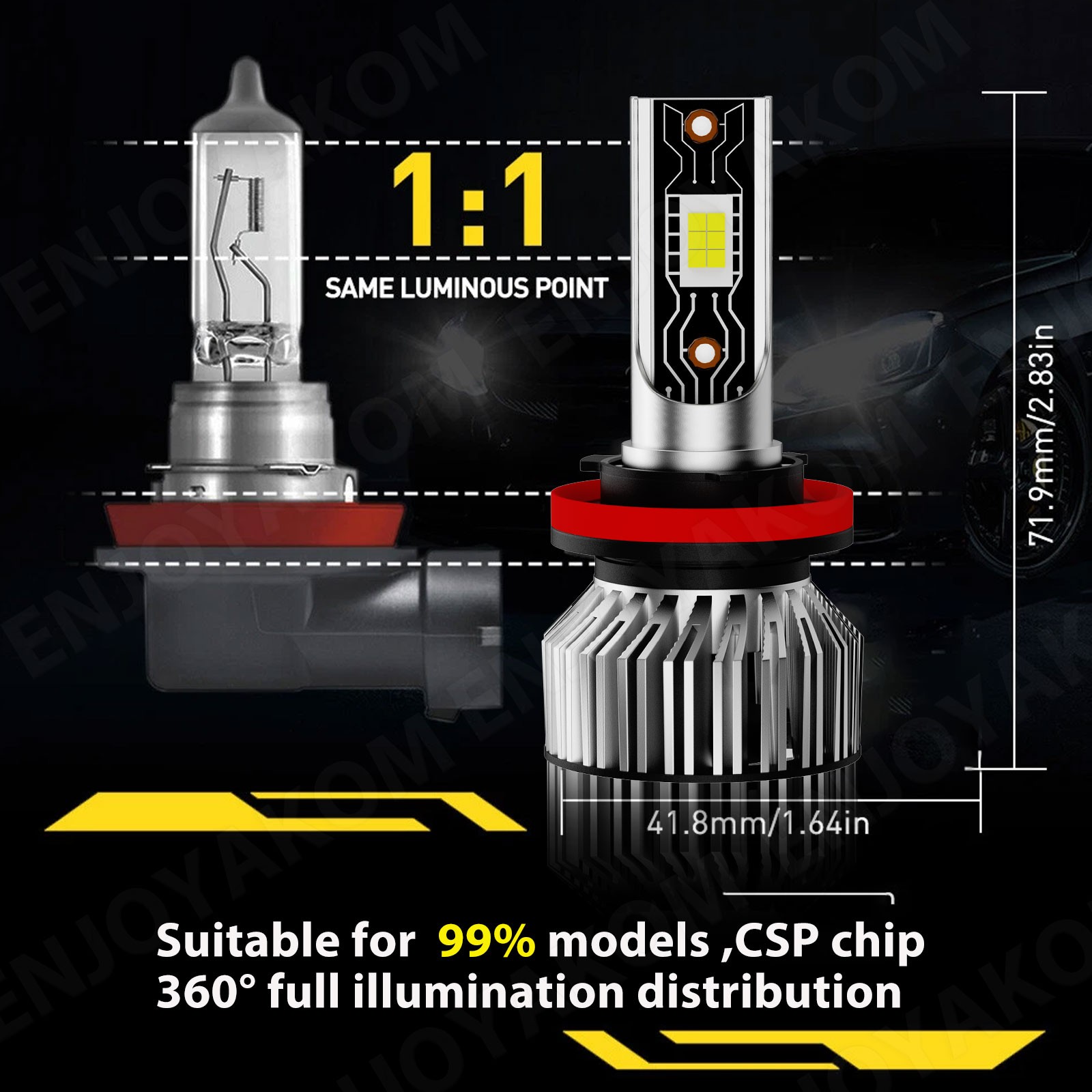 For Toyota Venza 2009-2016 6x 9005 H11 H11 6500K LED Headlights Kit + Fog Bulbs