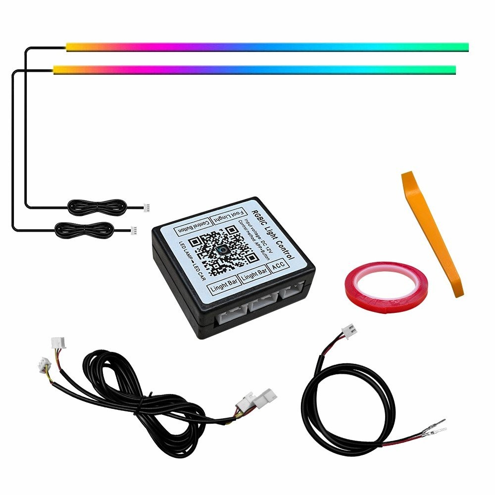 2in1 Interior Car Strip Ambient Neon Light MultiColour RGB With Fiber Optic 12v