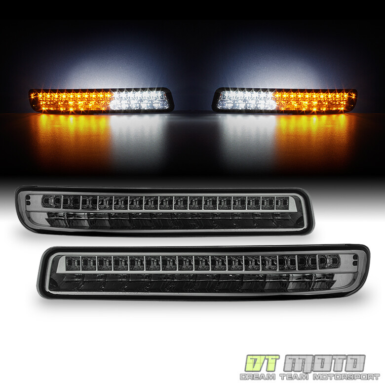 [Smoke Lens] 99-06 GMC Sierra Yukon LED Amber/White Signal Parking Bumper Lights