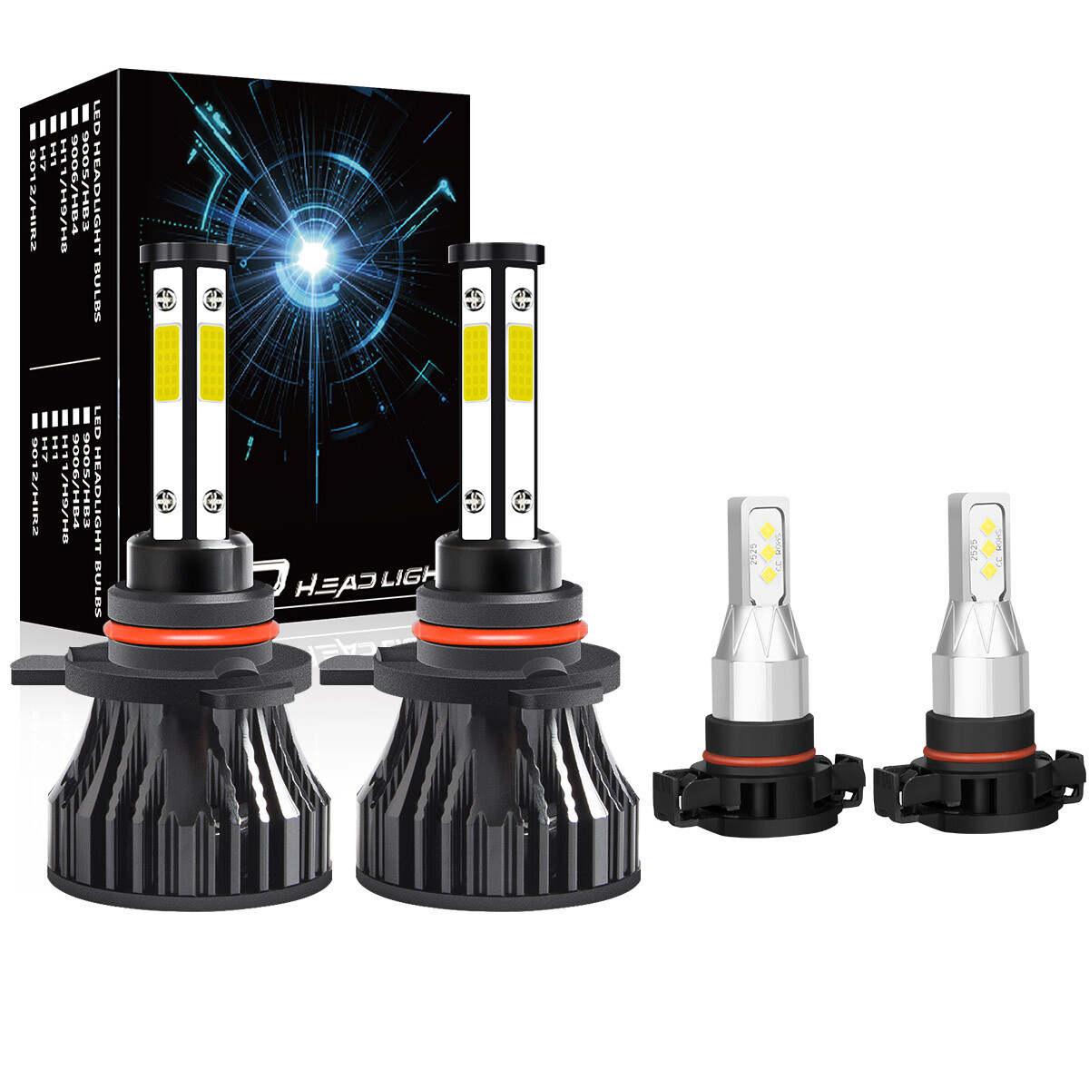 9012/HIR2 H16/5202 LED Headlight Fog Light Kit Bulbs White 6000K Plug&Play 4Pack