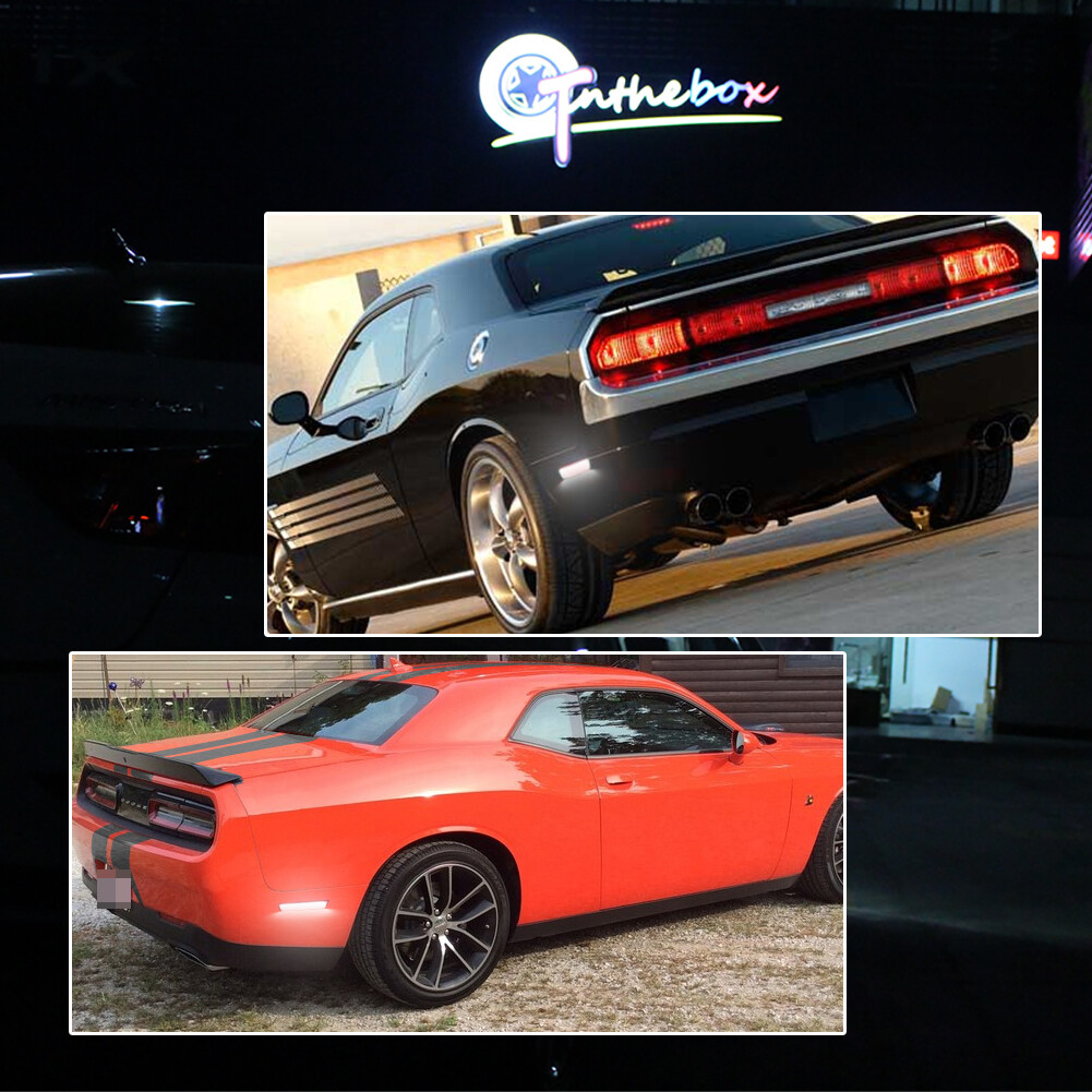 White Rear Side Marker Lamps LED Lights For 08-14 Dodge Challenger/11-14 Charger