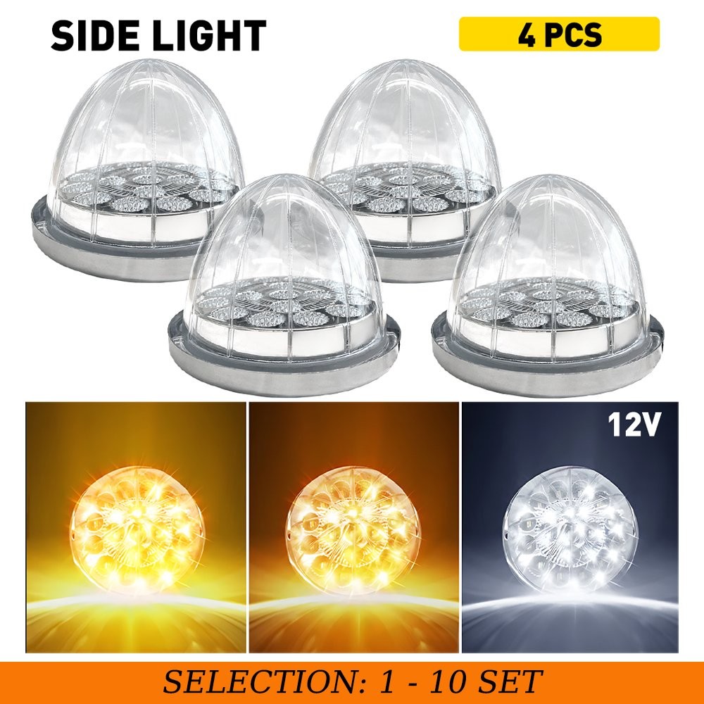 2-20x Amber&White LED Watermelon Truck Trailer Side Marker Light Dual Revolution