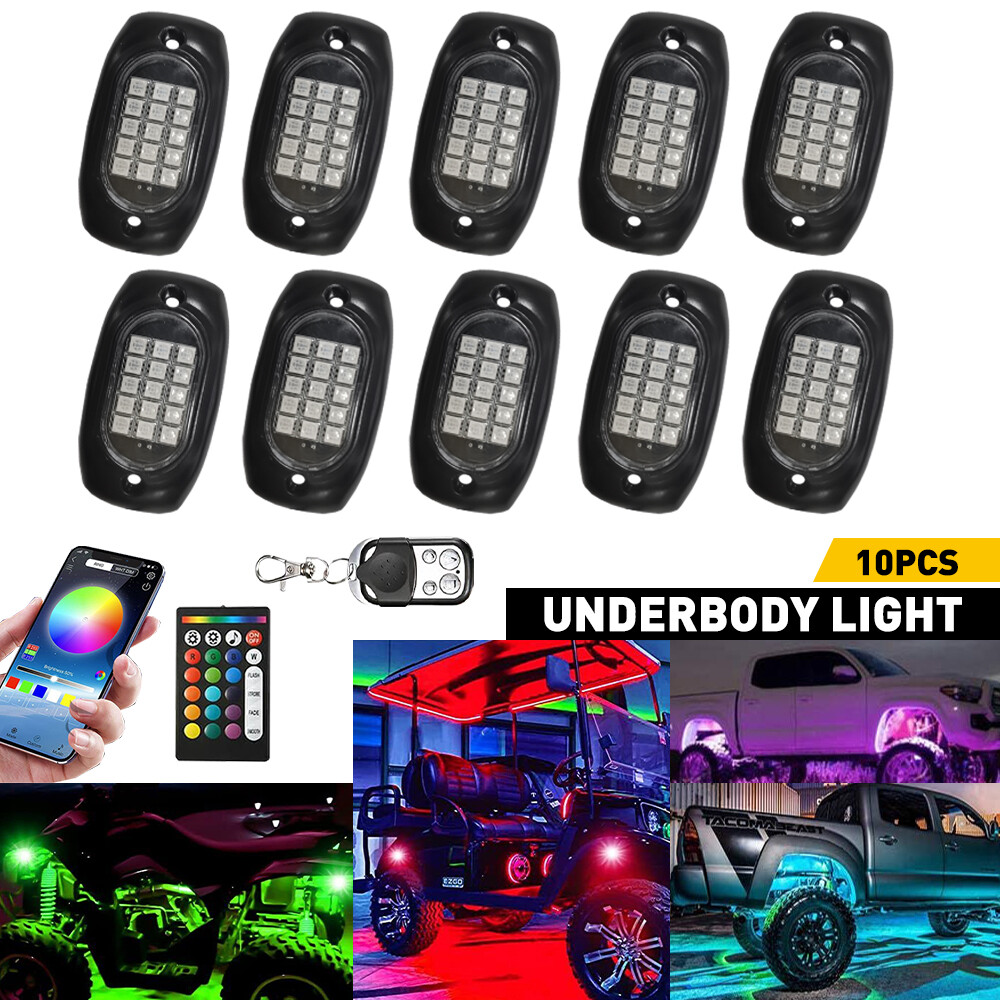 10in1 RGB LED Pods Rock Lights Trim Underbody Neon Light For Ford F150 F250 F350