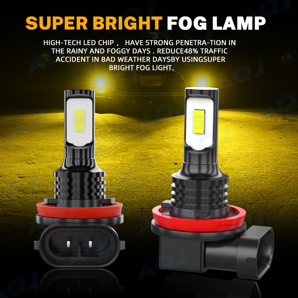 6000K White LED Headlight+3000K Yellow Fog Light Bulbs For Pontiac G5 2007-2010