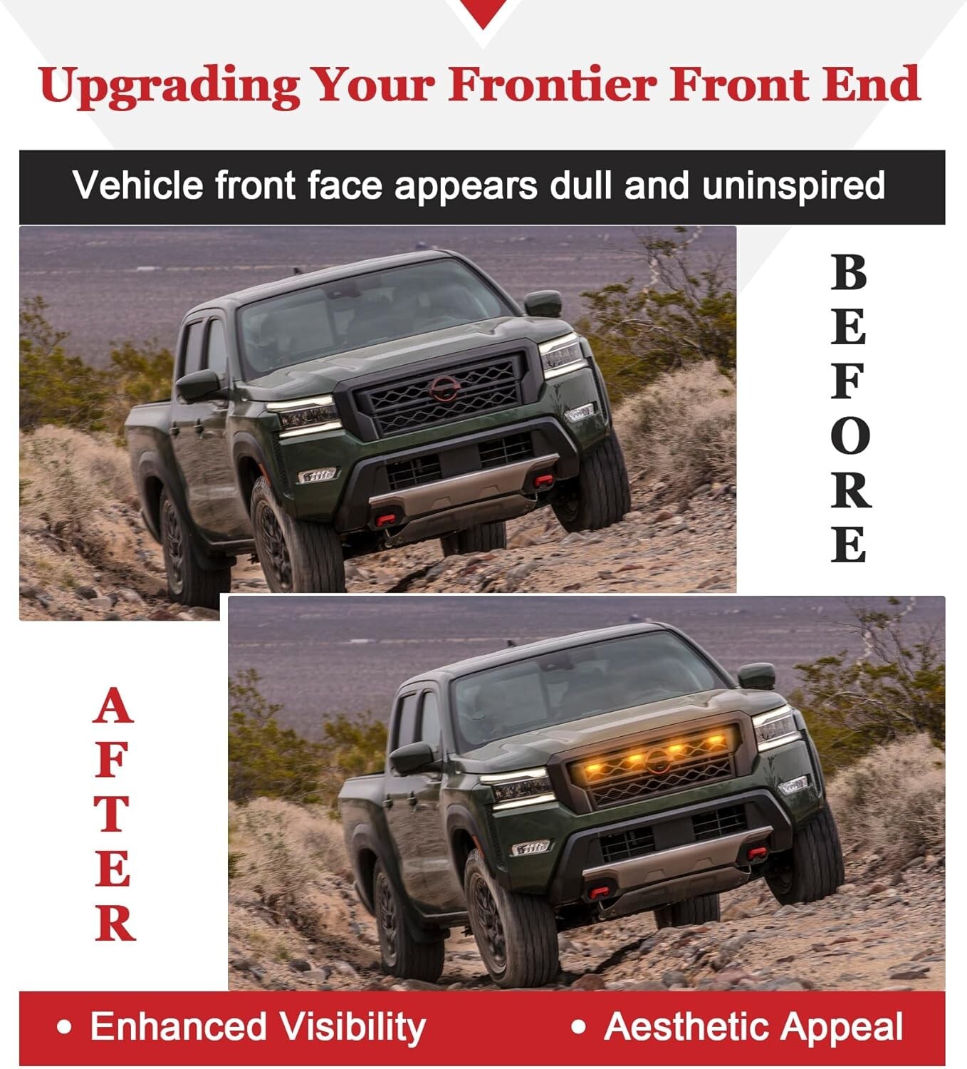 LED Grill Lights for Nissan Frontier 2022 2023 2024 Accessories PRO 4X S SV SL
