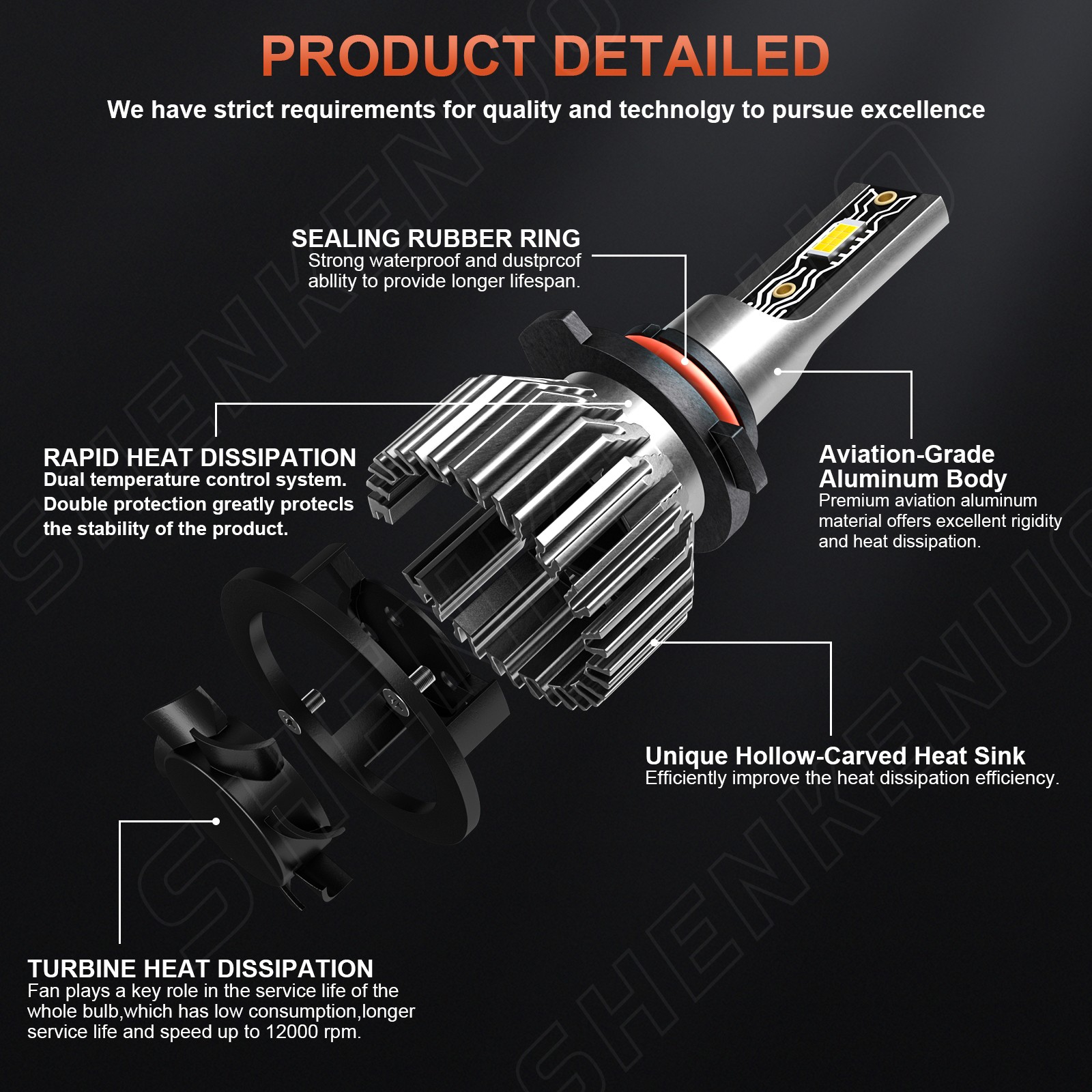 Cold White 9005 H7 LED Headlight Bulbs High Low Beam For Mazda 3 GT GS 2004-2009