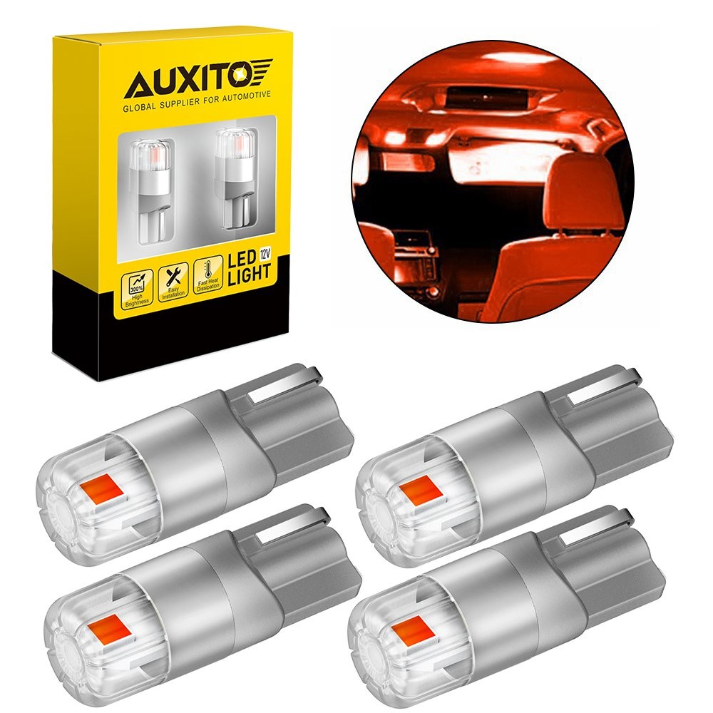 AUXITO Red LED 194 T10 W5W License Plate Inside Light Dome Trunk Light 800LM B