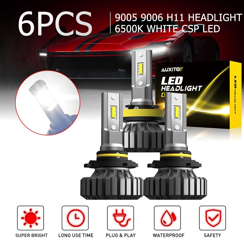 AUXITO Super Bright White High Low Beam 9006 9005 H11 LED Headlight Combo Kit US