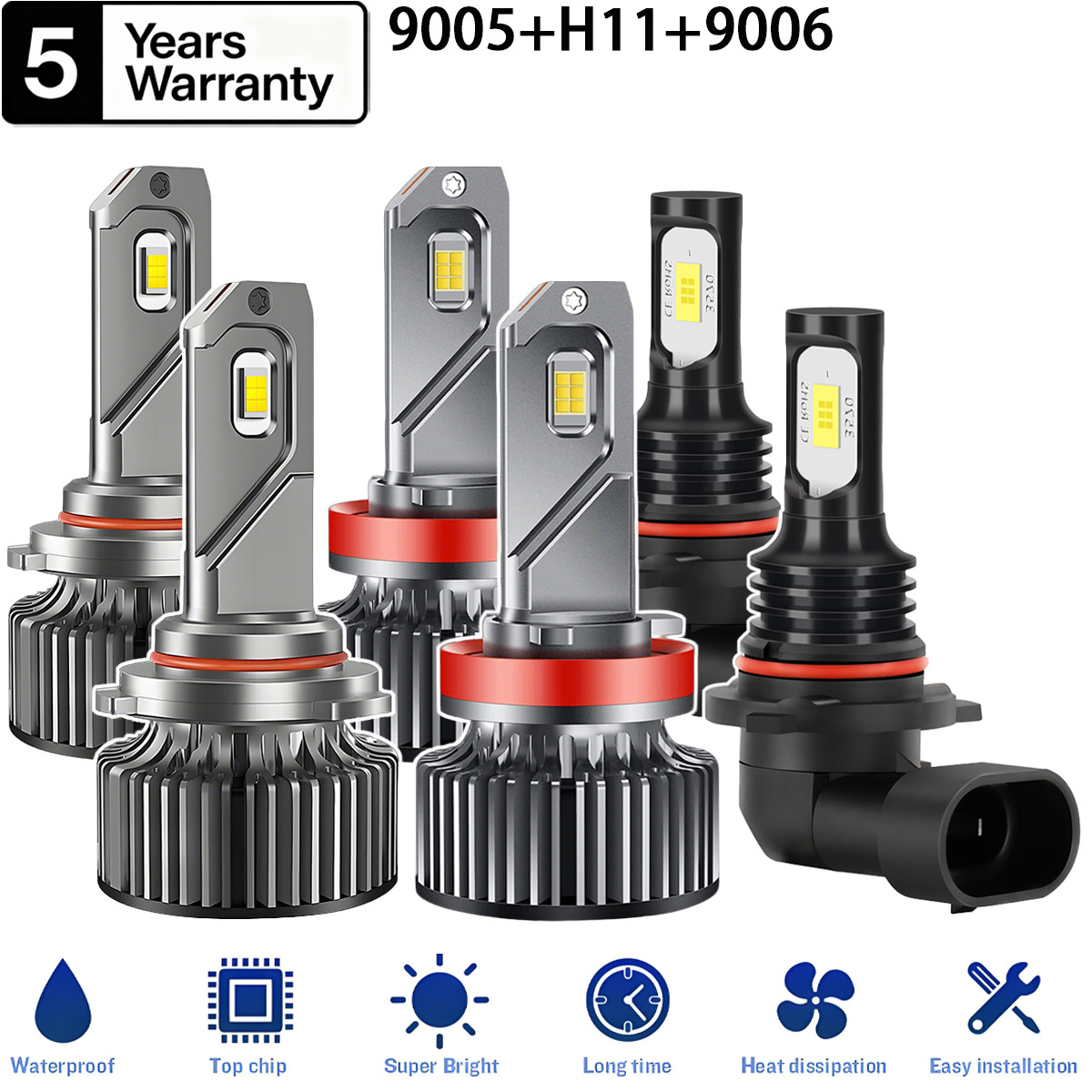 6x LED Headlight Bulbs High Low Beam Fog Light 20000Lm For Acura MDX 2004-2006