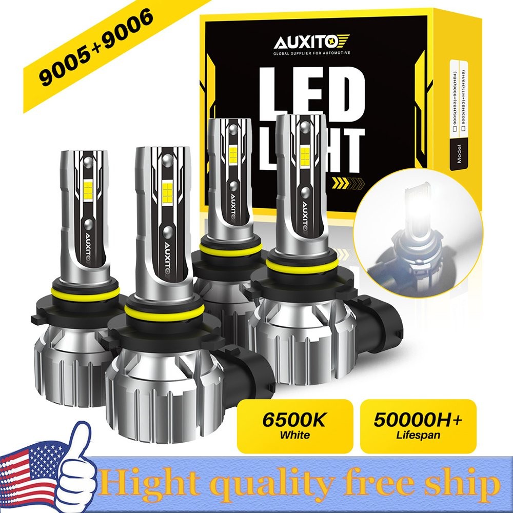 E2 Combo 4 9005 + 9006 LED Headlight Kit Bulbs High Low Beam White 80000LM F