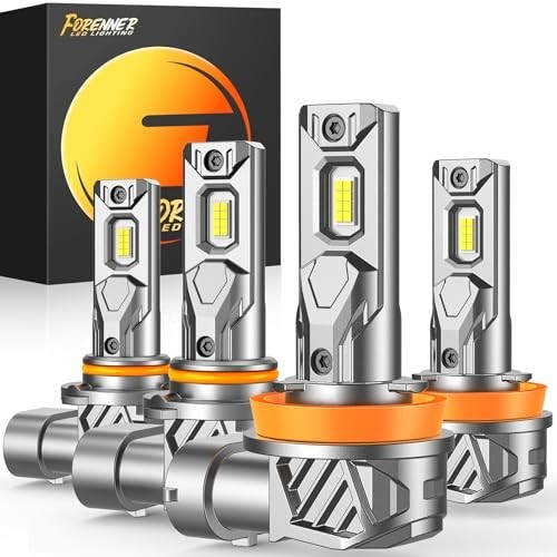 Ultra Bright H11 9005 LED Bulbs Combo, 800% Brightness 6500K Cool White, Mini Si