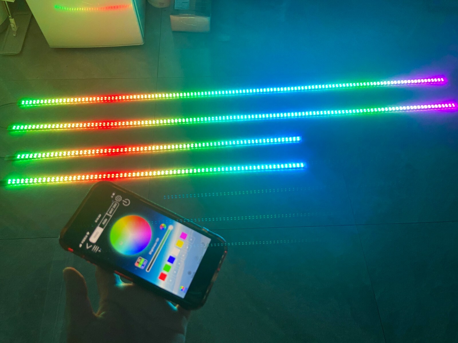 Rainbow Color CHASING Moving LEDs 2PCS 4FT + 2PCS 6.5FT Underglow Lights Strips