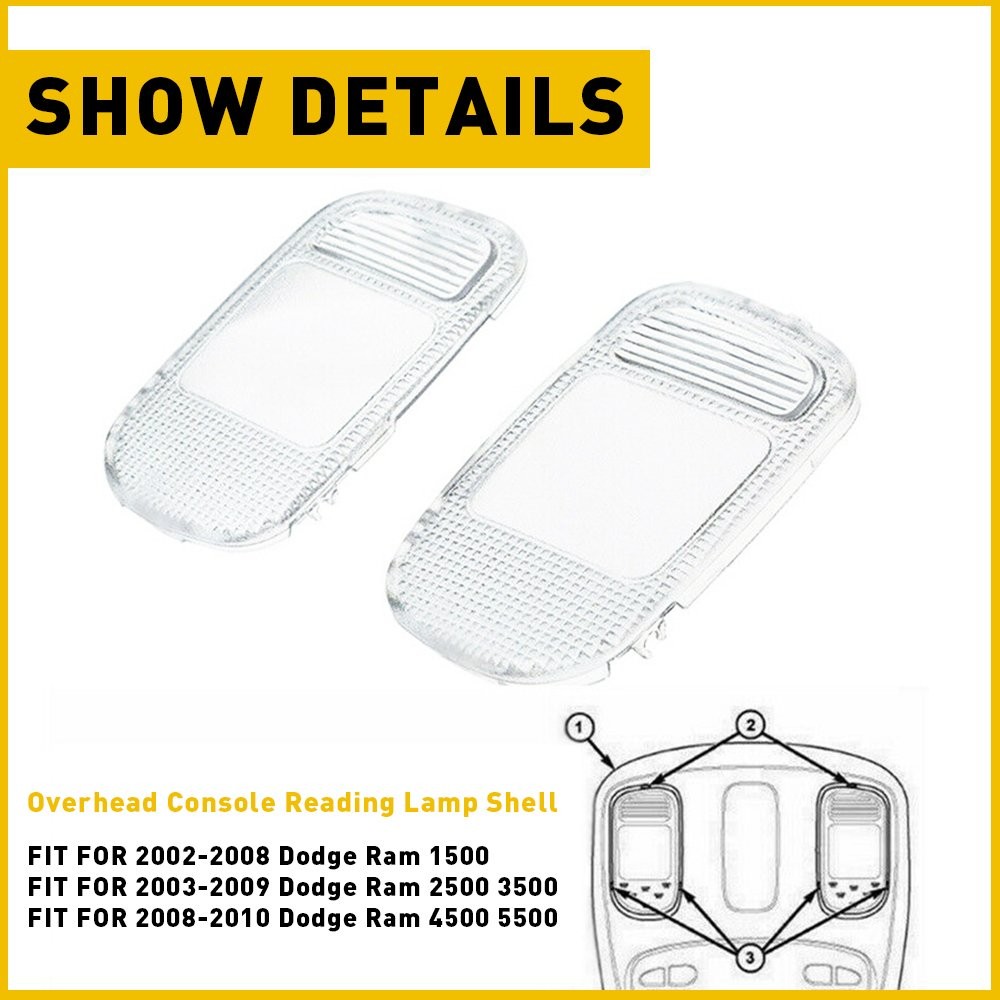 For Dodge Ram 2500 1500 3500 Overhead Dome Clear Map Light Cover Interior L+R US
