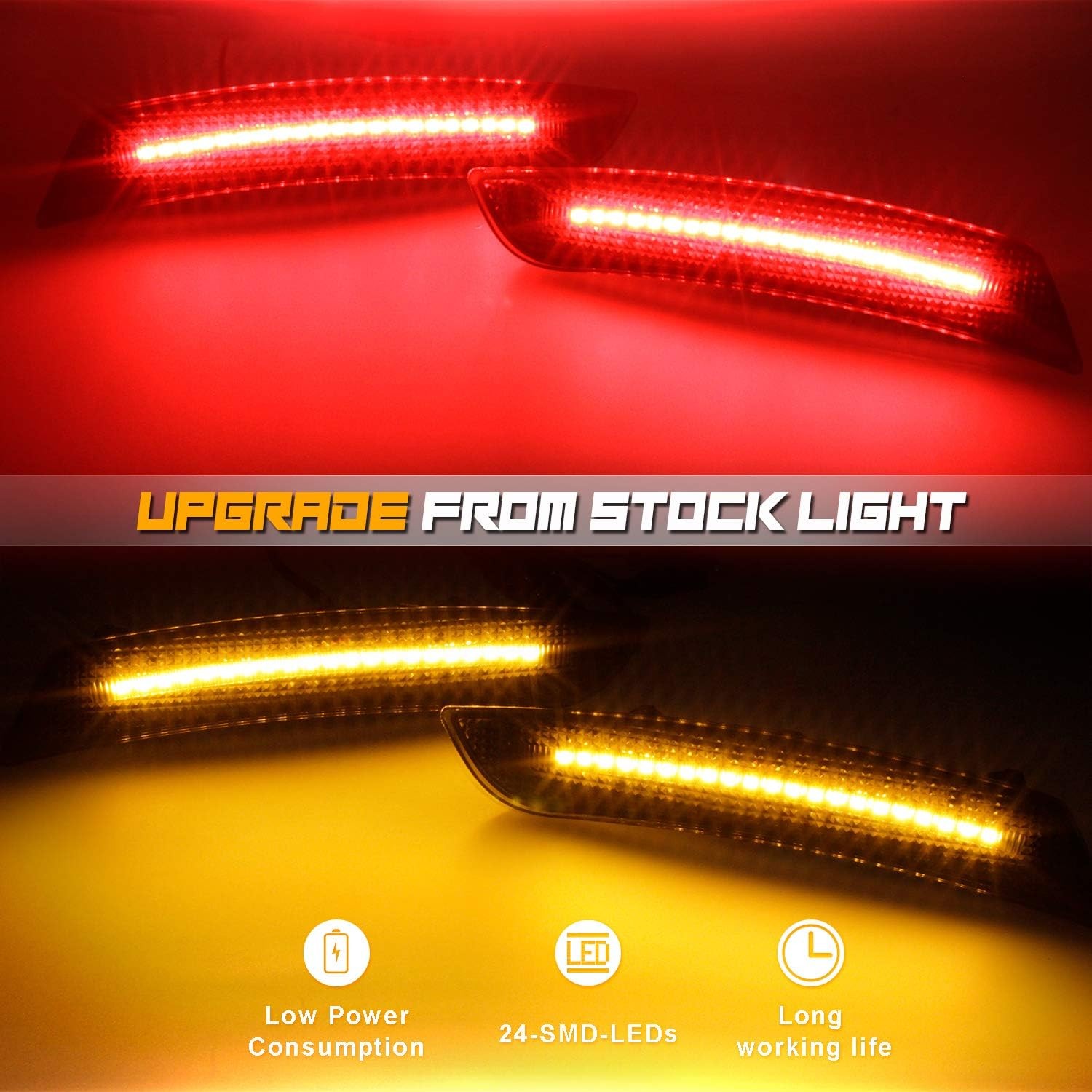 For Chevy Camaro 16-2023 Front Rear LED Bumper Side Marker Light Lamp Smoked 4PC