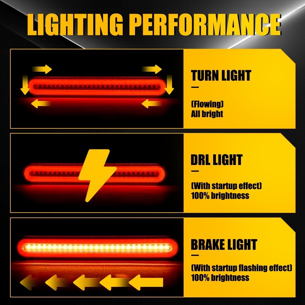 2x 9″ Red/Amber Oval LED Truck Trailer Flowing DRL Stop Turn Tail Brake Lights