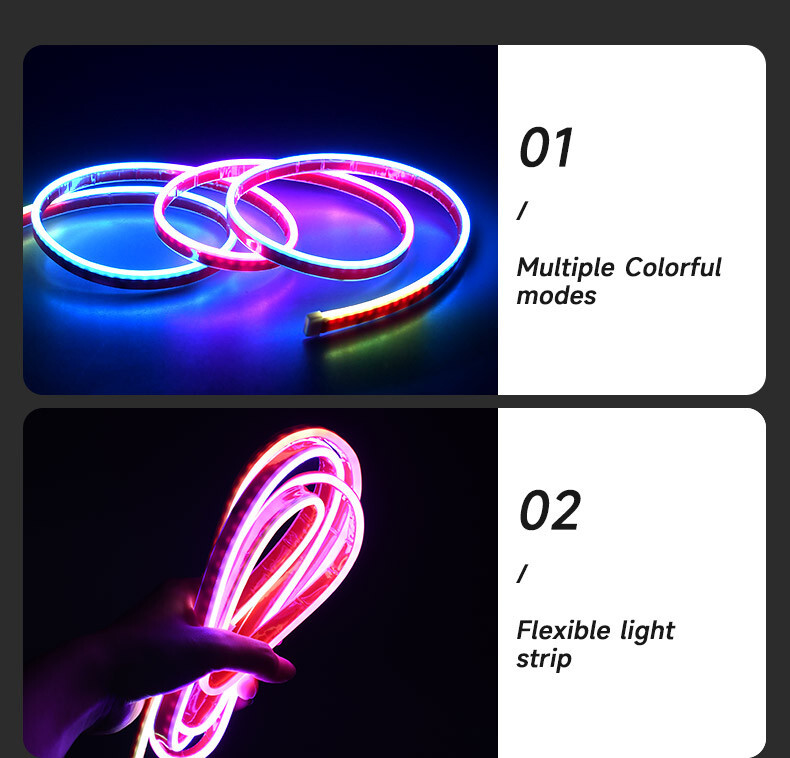 1.2M Car Ambient Light RGB LED Strip Waterproof Daytime Running Lamp APP Control