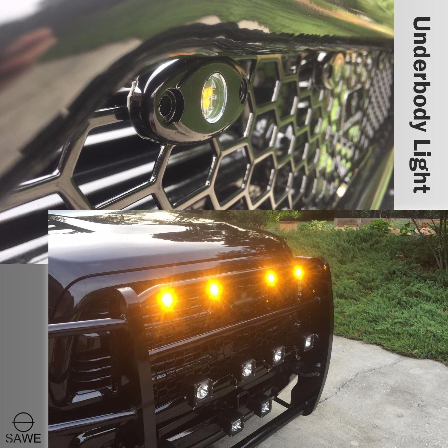 8x Amber LED Rock Light Pods Lights For JEEP Off Road Truck ATV Under Body Wheel
