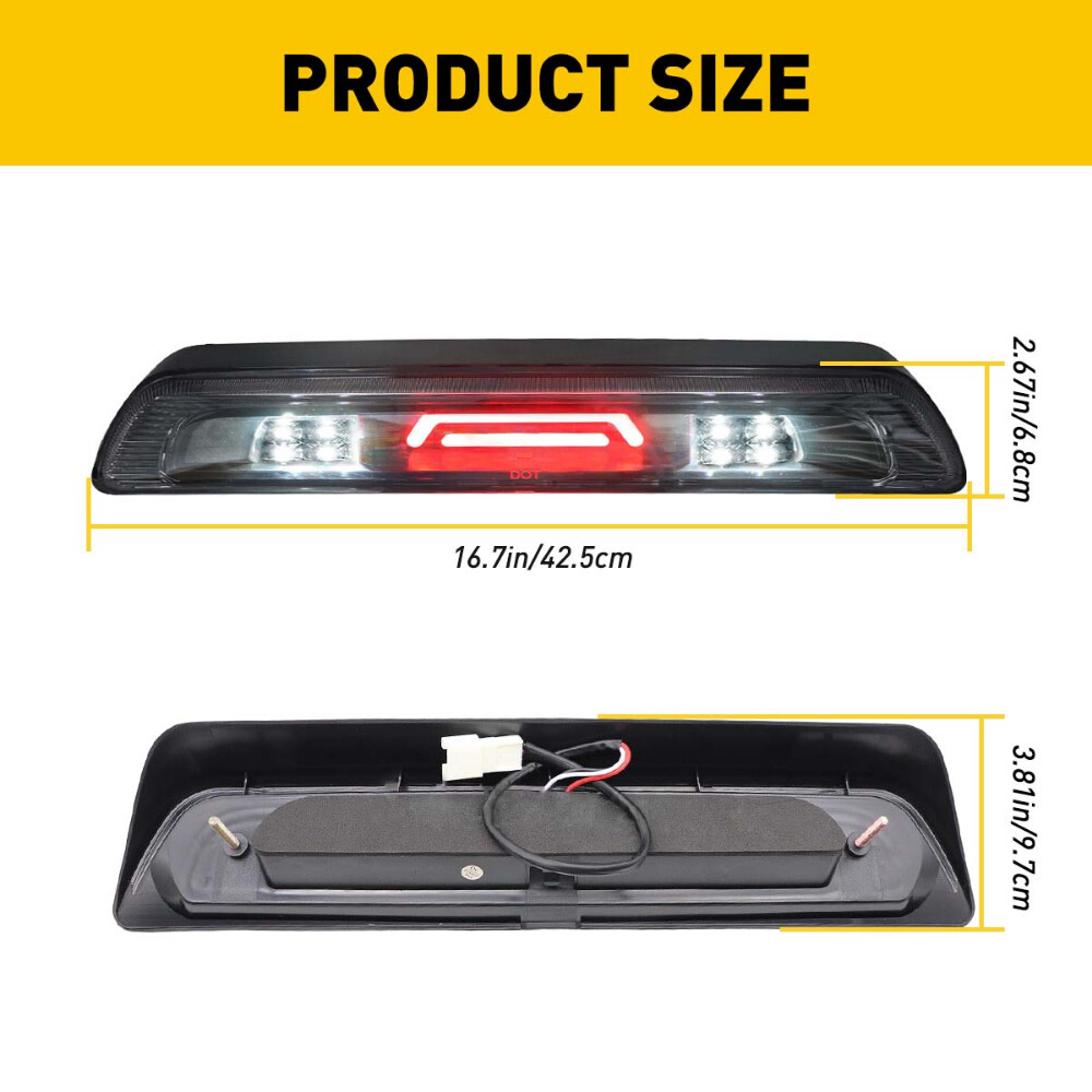 For 2007-2018 Toyota Tundra 3rd Third LED Brake Light Lamp Red White Accessories