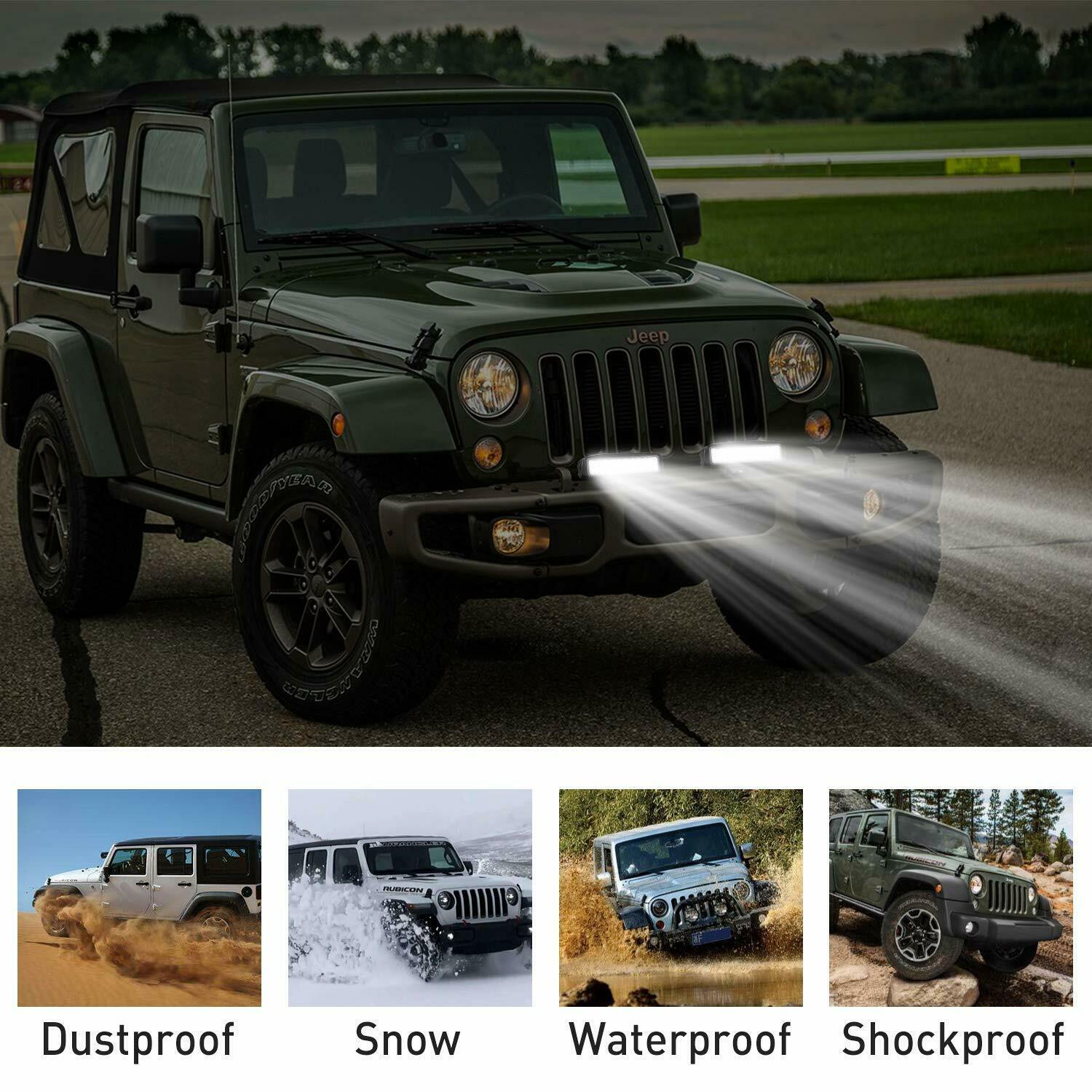 2x 6inch 48W LED Work Light Bar Flood Fog Lamp Offroad Driving Truck SUV ATV 4WD
