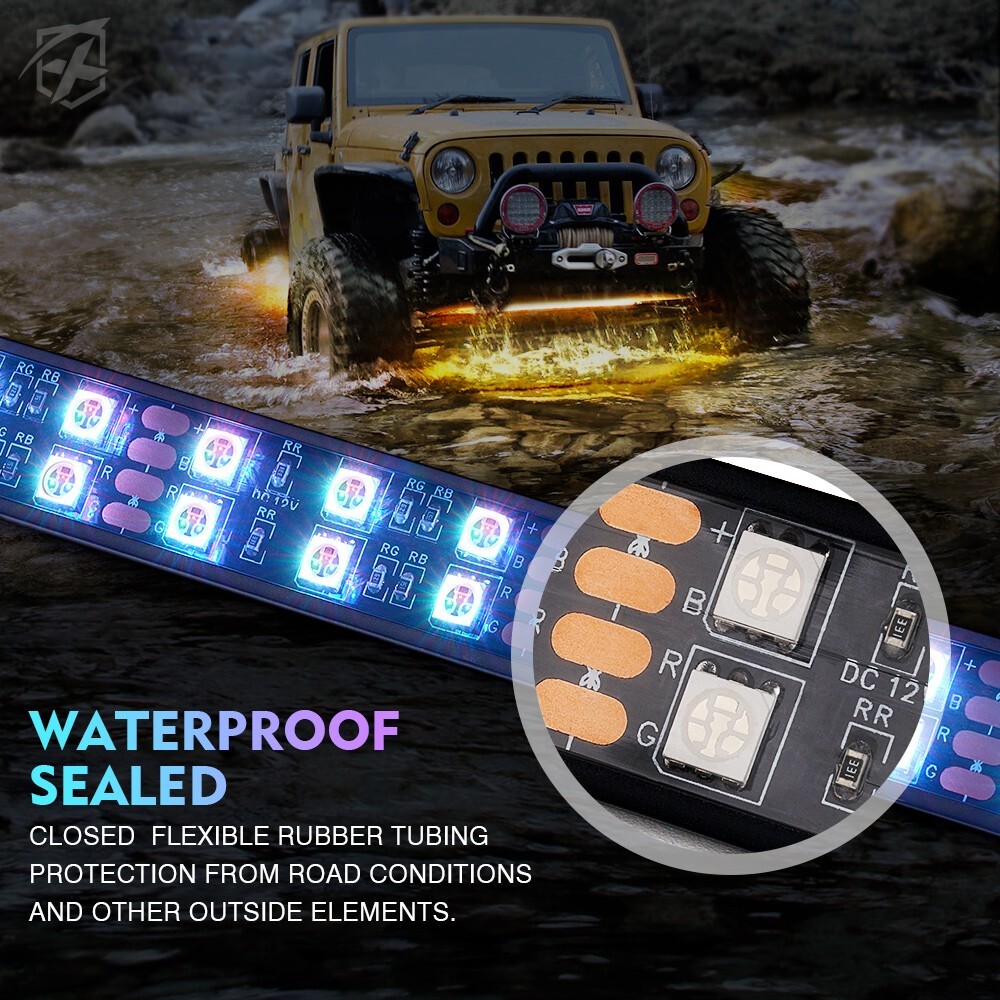 6PCS Double Row LED RGB Light Strip Neon Underglow LED Kit Remote For Subaru WRX