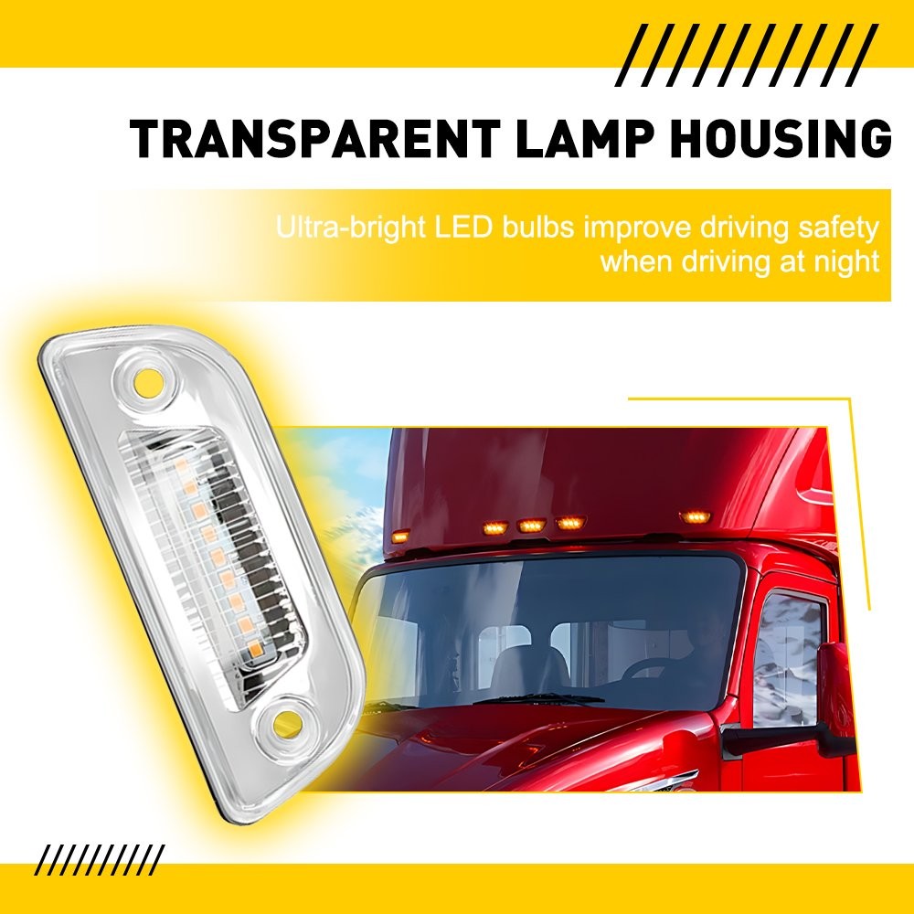 CLEAR AMBER TORPEDO 9 LED ROOF CAB MARKER TOP LIGHT FOR PETERBILT KENWORTH 5-15X