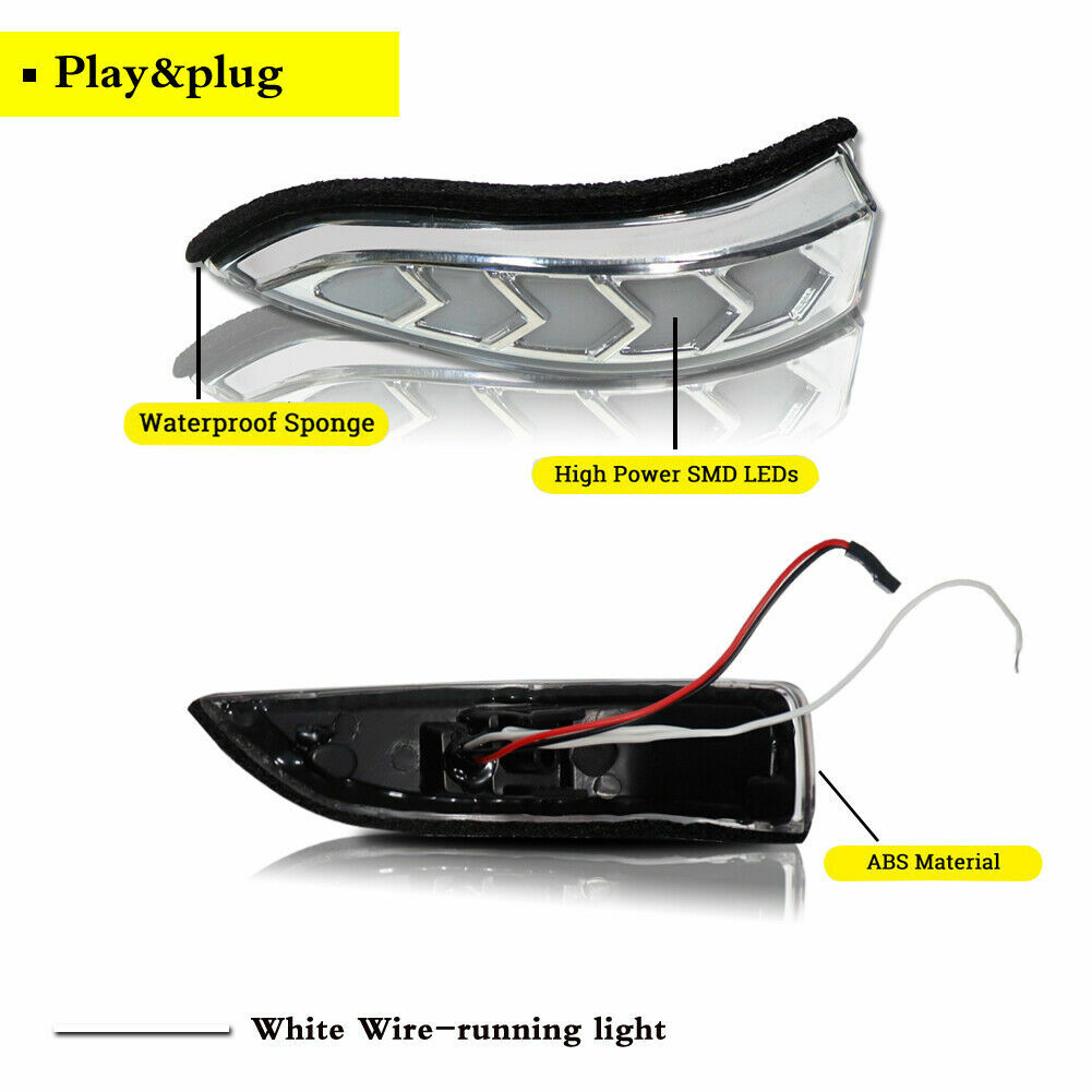 Fits Toyota Venza Corolla Clear White/Amber Side Mirror Sequential Signal Lights