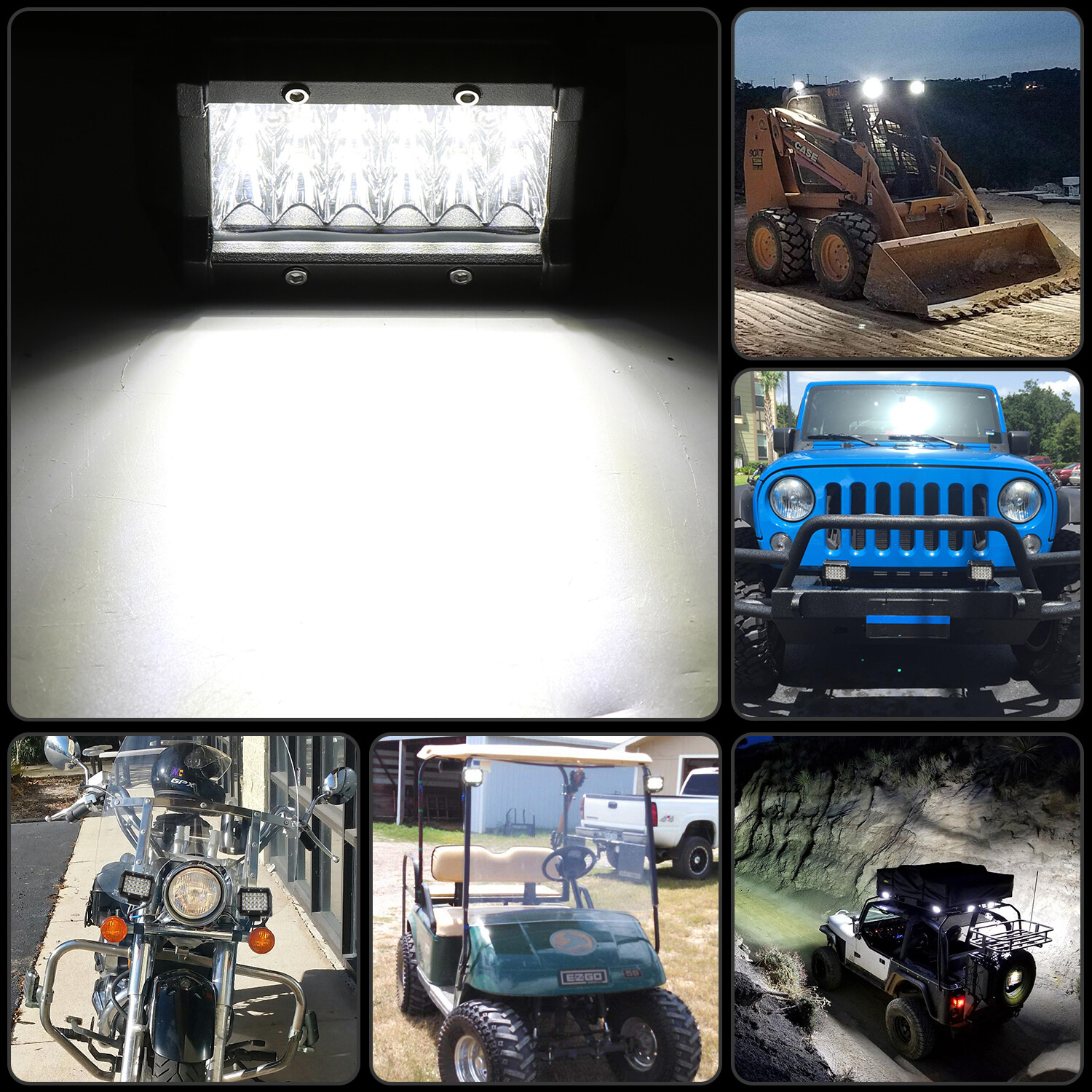 52″ Inch 1000W LED Light Bar Spot Flood + 12″ + 4″ Pods For Jeep Truck SUV Boat