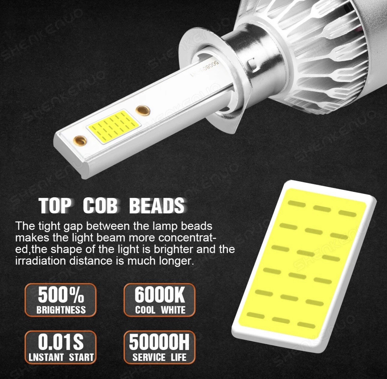 H1 H11 881 White LED Headlight High Low Beam Fog Light 6x Bulbs
