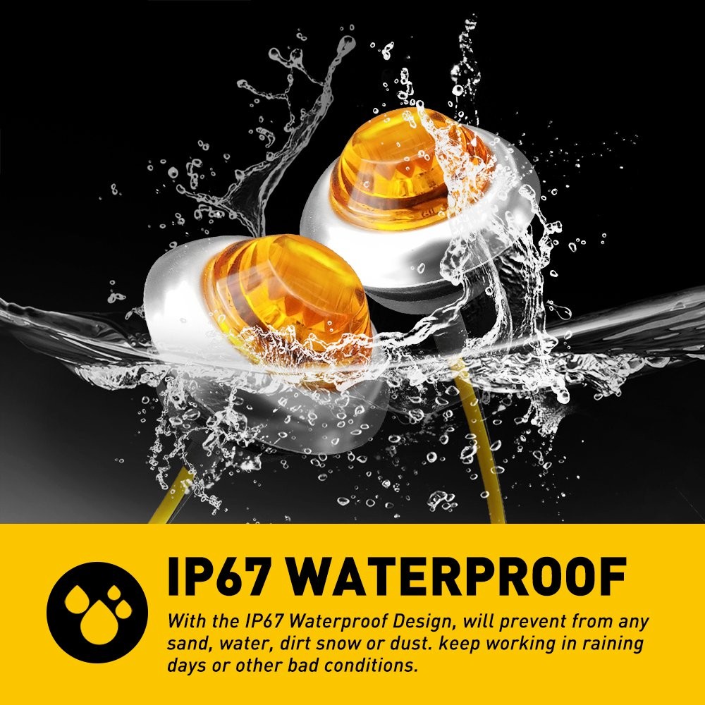 100x 3/4″ Round Amber LED Side Marker lamp Stailness With Base for Truck Trailer