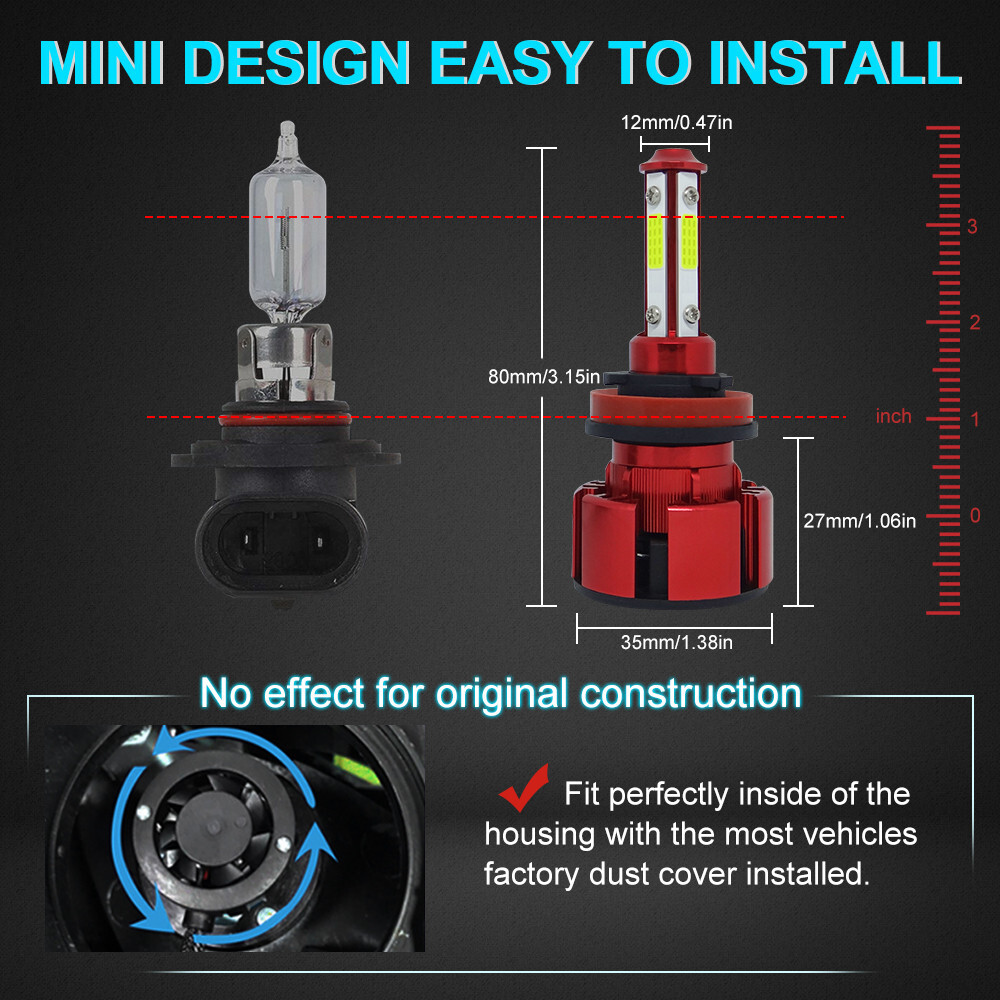 H11 LED Headlight Kit Low Beam Bulbs Super Bright 6500K 4-Sides White 380000LM