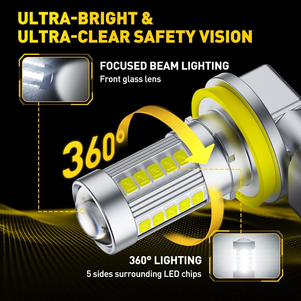 2-20PCS AUXITO H11 LED Headlight Kit Low Beam Bulbs Super Bright 6500K White 6GJ