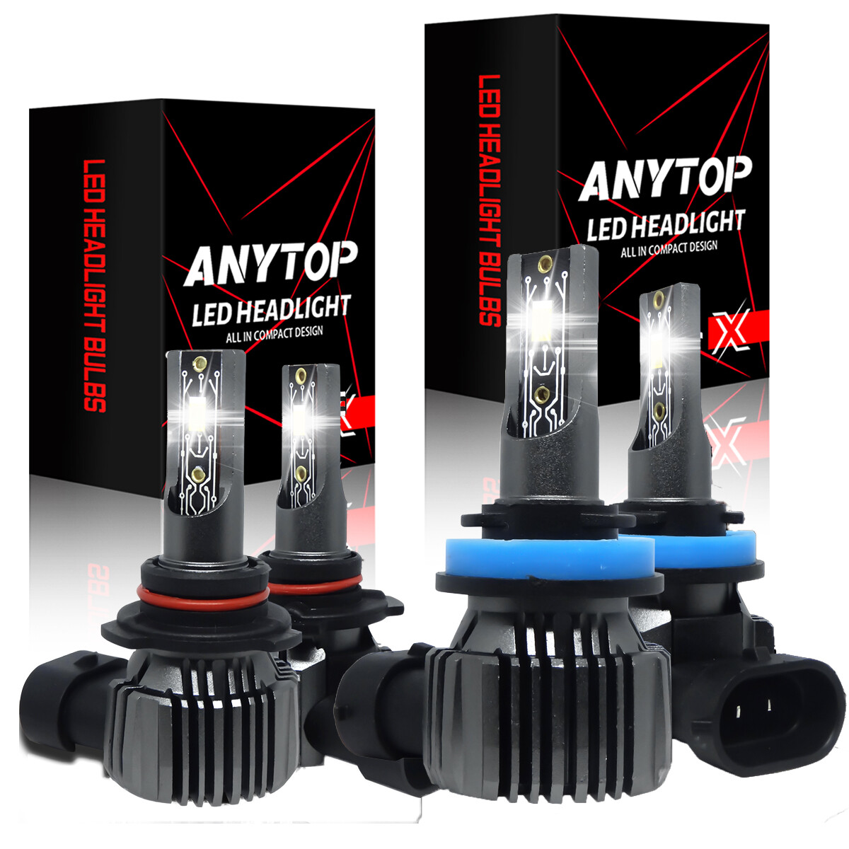 9005+H11 Combo LED Headlight KIT Bulbs 10000K High&Low Beam Super Bright White