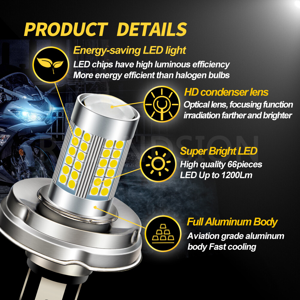 1PC P45T 3030 66 LED 6V Beetle Citroen Motorbike Headlight Bulb Hi/Lo Lamp White