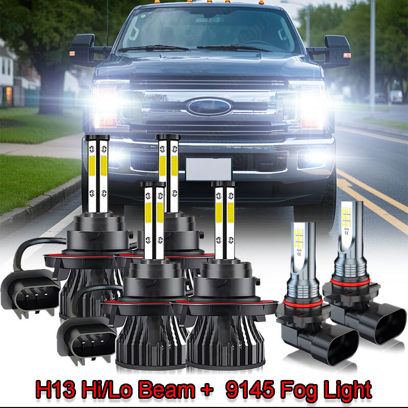 For Ford F250 F350 F450 2005-2019 – 6X 6000K Blue LED Headlight Fog Light Bulbs