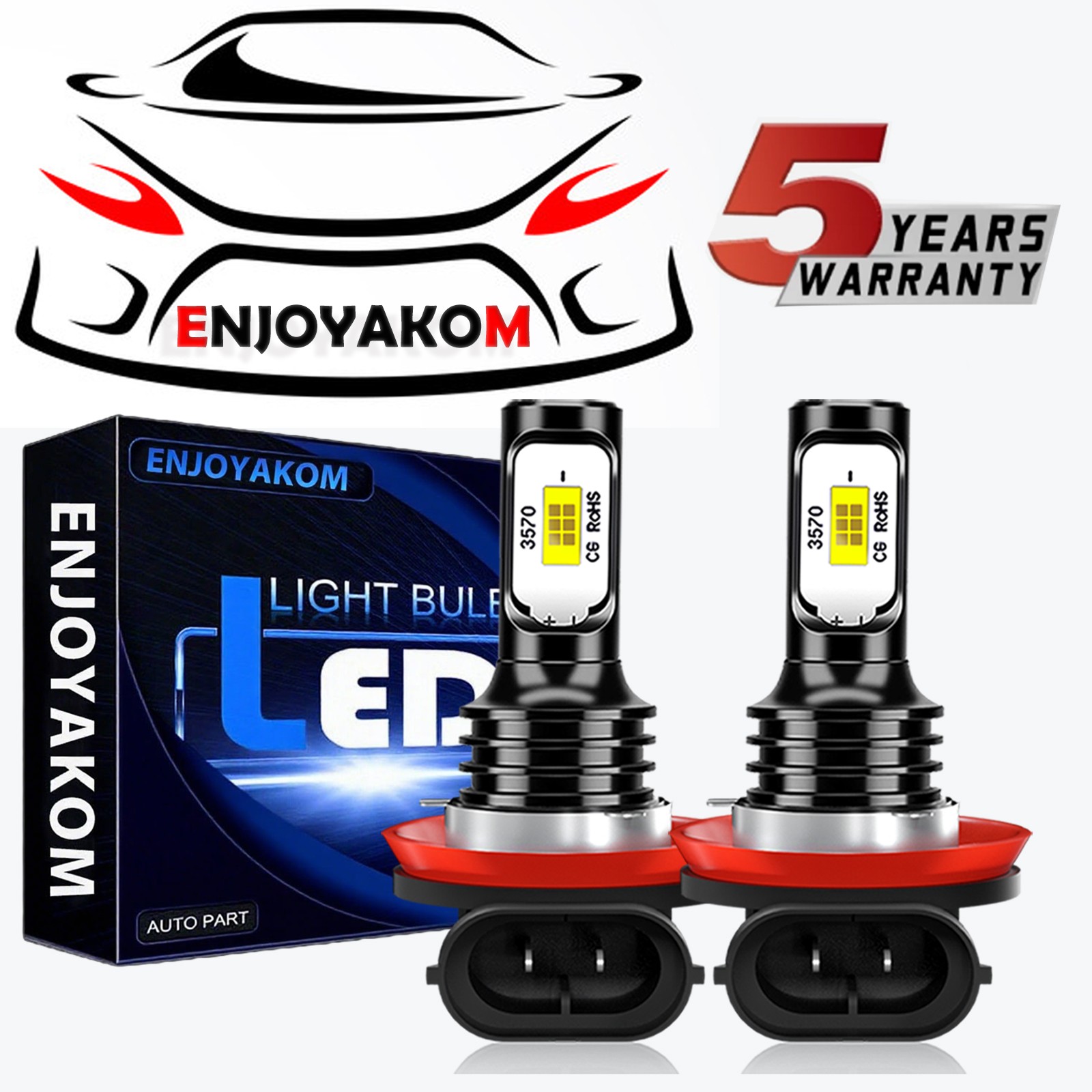 H11 LED Headlight Super Bright Bulbs Kit 8000K White 330000LM High/Low Beam