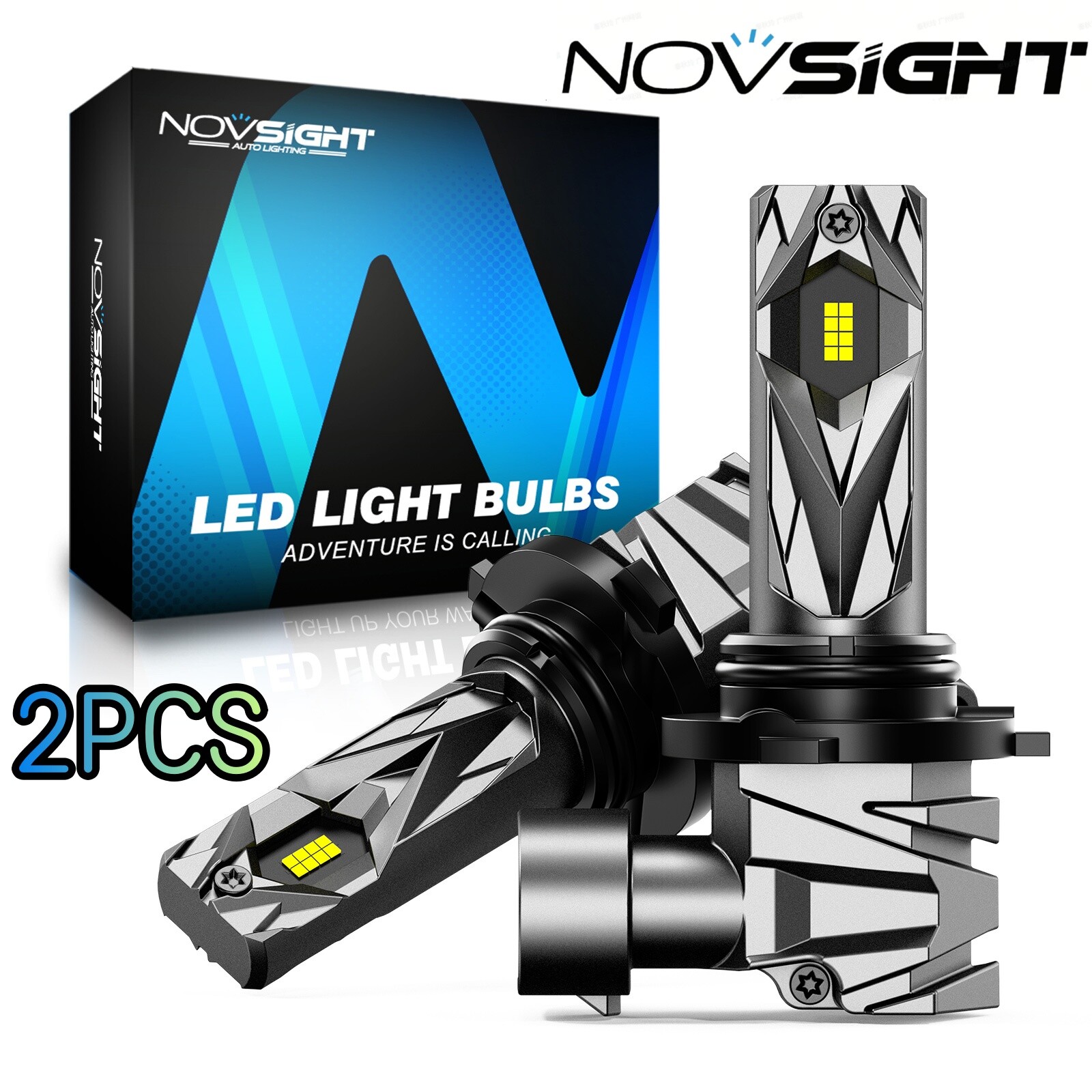 2X NOVSIGHT 9006 LED Headlight Bulbs Kit 6500K Bright High Low Beam Lamp 16000LM