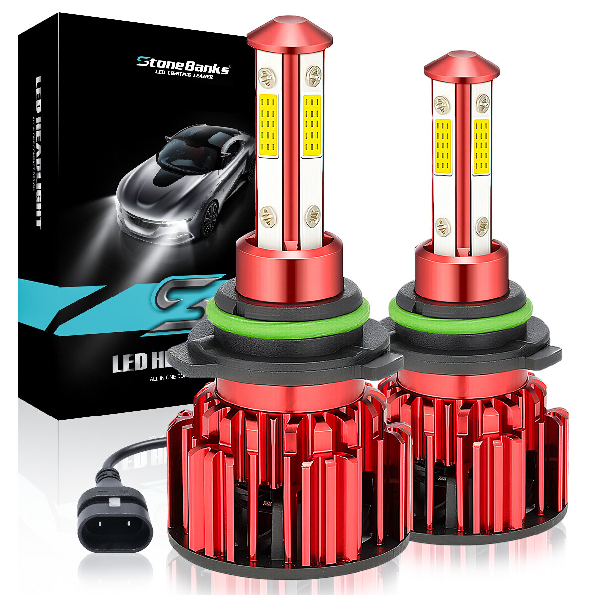 4-Sides 9006 LED Headlight Super Bright Bulbs Kit 330000LM HIGH LOW Beam 6000K