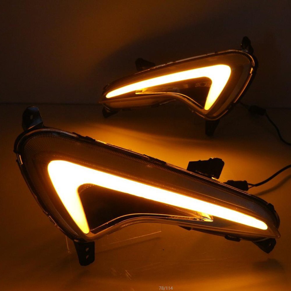 DRL Daytime Running Light LED Lamp For Hyundai Accent Solaris Verna 14-16 W Turn