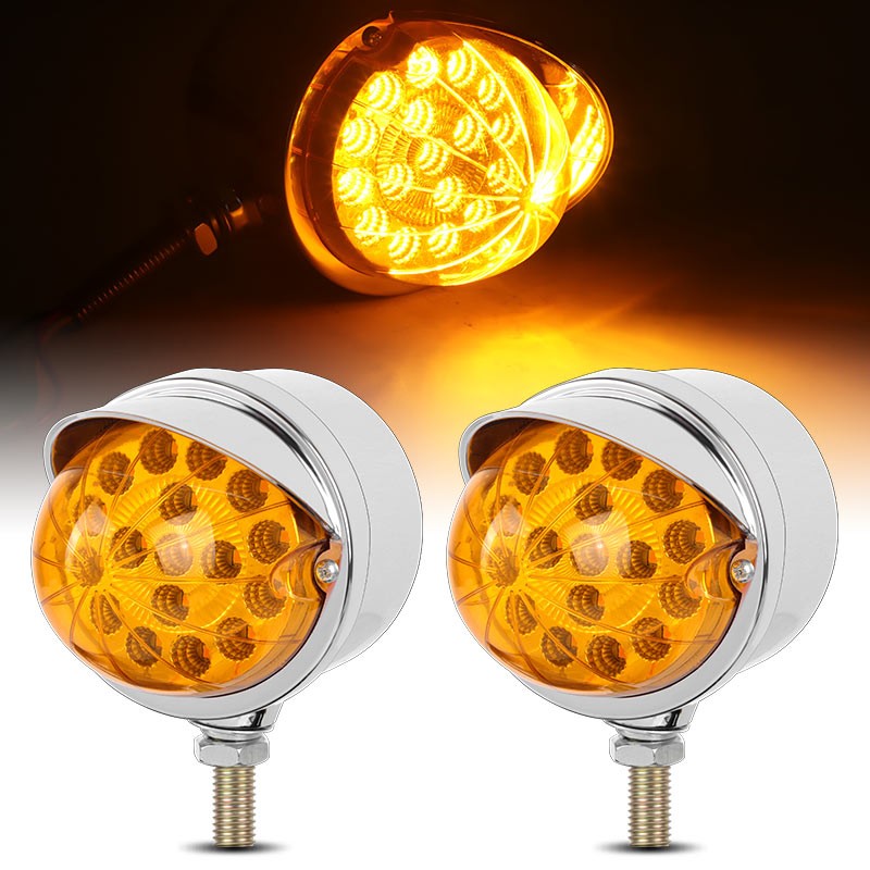 2X Amber LED Fender Lights Watermelon Side Marker Turn Signal Truck Trailer RV