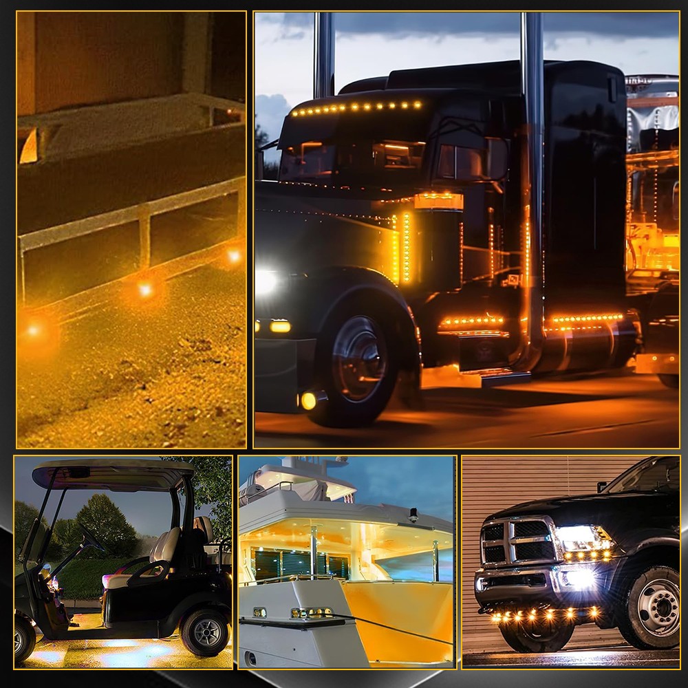 10Pcs 3/4″ Round Amber LED 50000 Hours Lifespan Side Clearance Marker Lights 12V