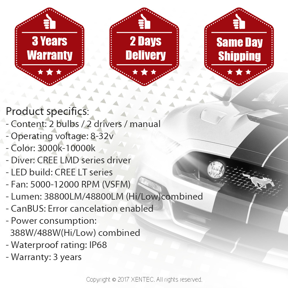 H4 9003 HB2 Cree LED Headlight Kit Hi/Low beams 488W 6000K Bulbs 48800lm HID Pai