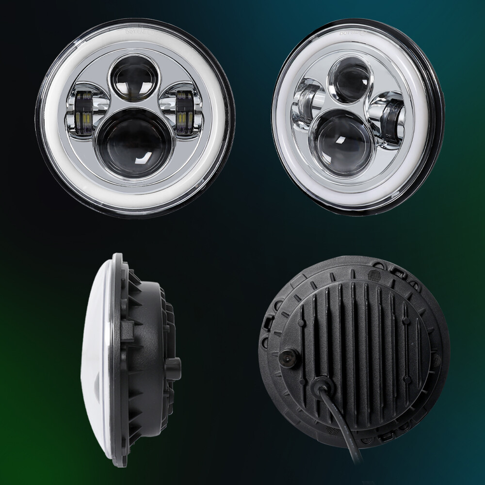 Approved 7″ inch Chrome Round Led Headlight Hi/Lo Beam for Chevy II/Nova 1969-79