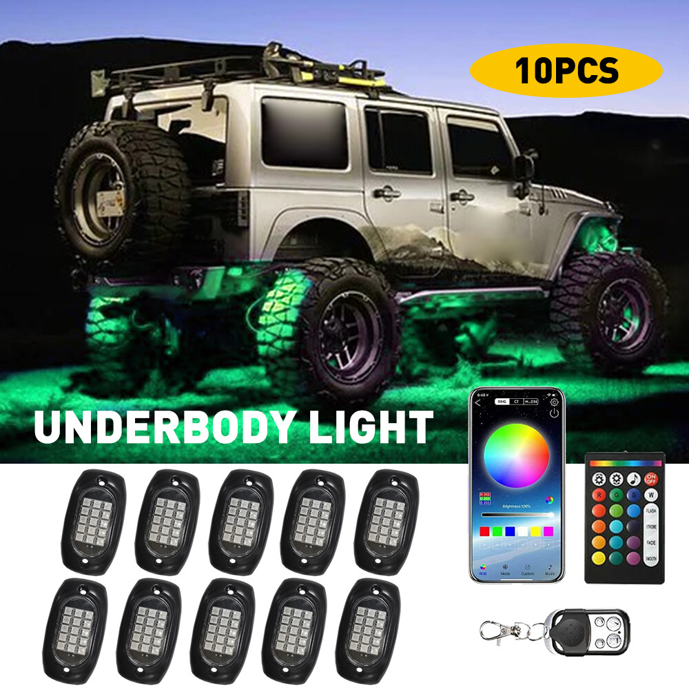 10in1 RGB LED Pods Rock Lights Trim Underbody Neon Light For Ford F150 F250 F350