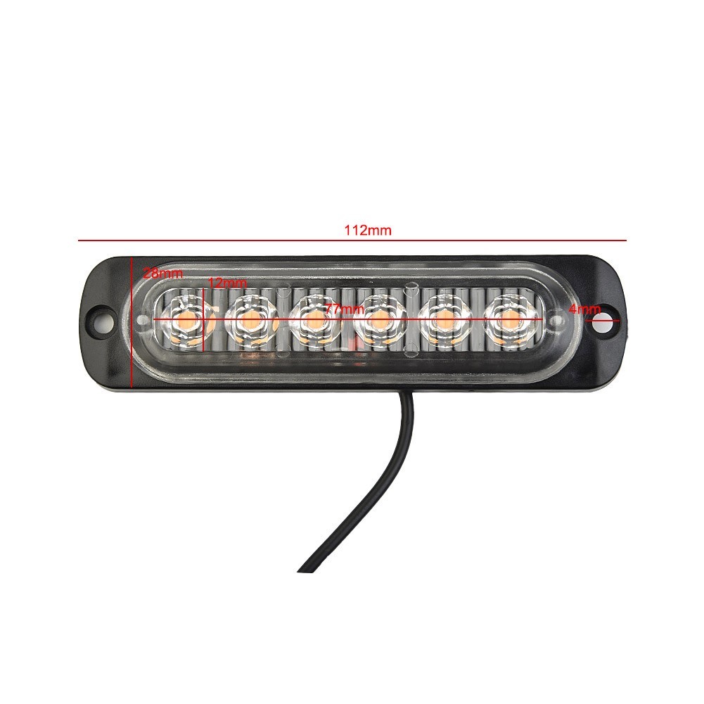 1PC DC 12-24V 18W Yellow 6 LED Bar Car Truck Van Strobe Flash-Light Lamp