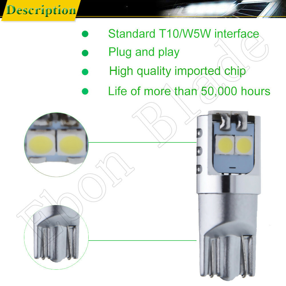 2 x T10 W5W Car LED Bulb 3030 7SMD Auto Backup Reverse Light Lamp White 12V 24V