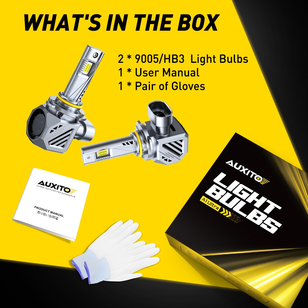 2-20PCS HB3 9005 Headlight LED Bulb Conversion Bright White 6500K AUXITO A1ULTRA