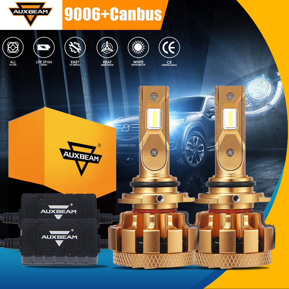 AUXBEAM Canbus LED 9006 HB4 Headlight Bulb SMD Kit Fan Hi-Lo Beam 70W 6000K F16P