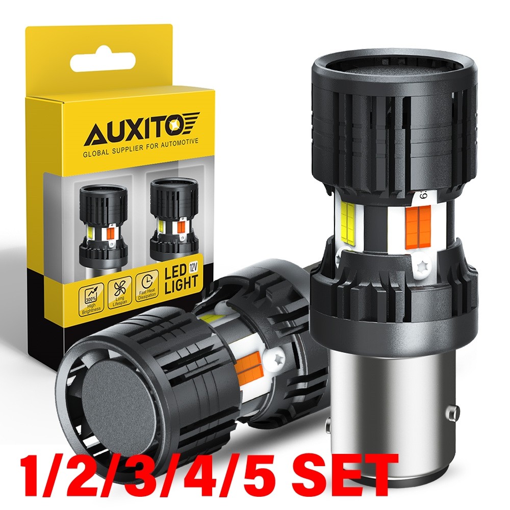 1157 LED Amber/White Bulbs For Turn Signal Lights and DRL/Parking Light 1-5 SET